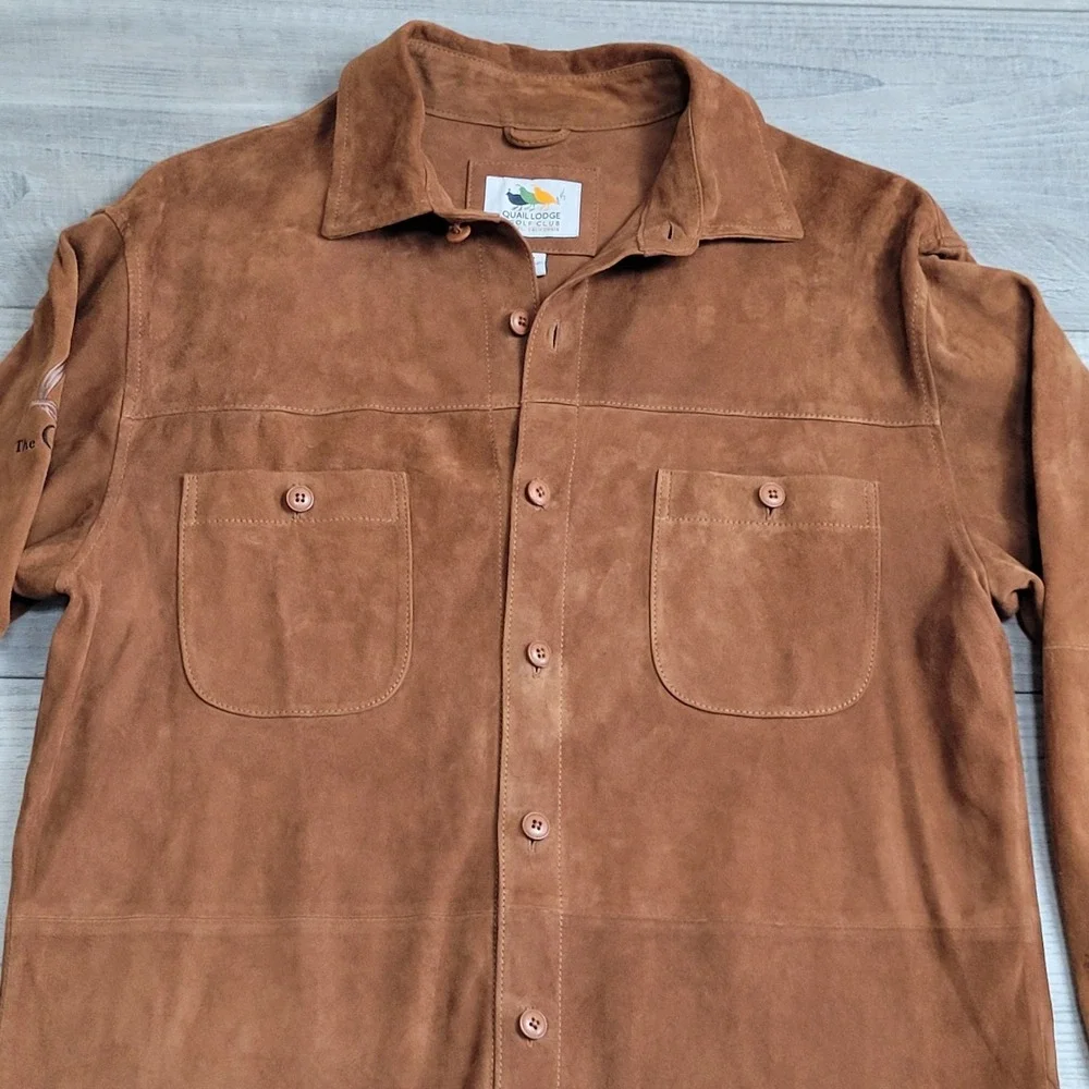 The Quail Motorsports Gathering Leather Shirt Mens M Carmel Calif Shacket Golf - Picture 4 of 16